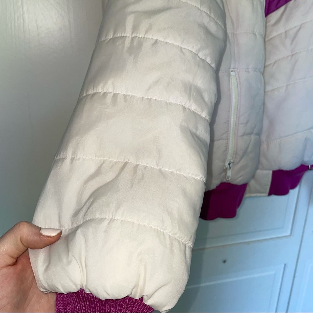 Vintage Retro Jacket Zip off Vest Puffer 80's White Purple Convertible Unique - Picture 5 of 14
